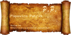 Popovics Patrik névjegykártya